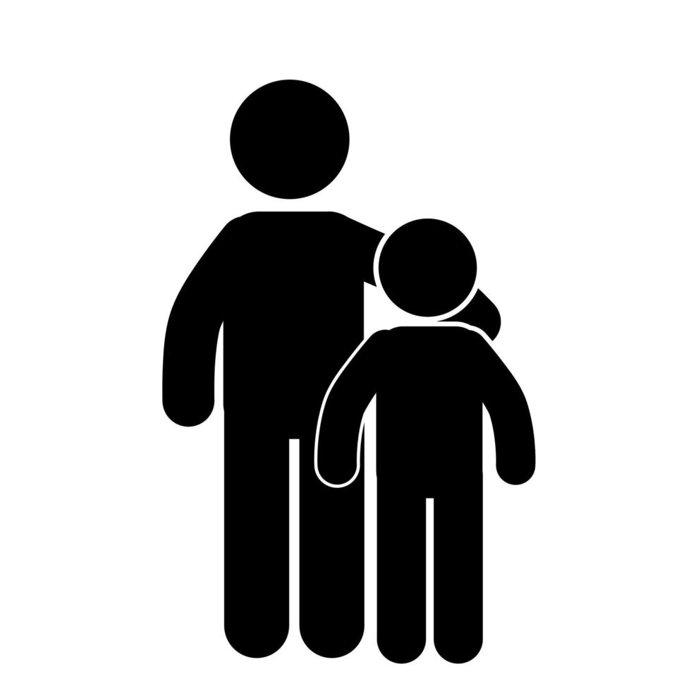 father and son silhouette. father and son illustration icon. stick figure, pictogram vector