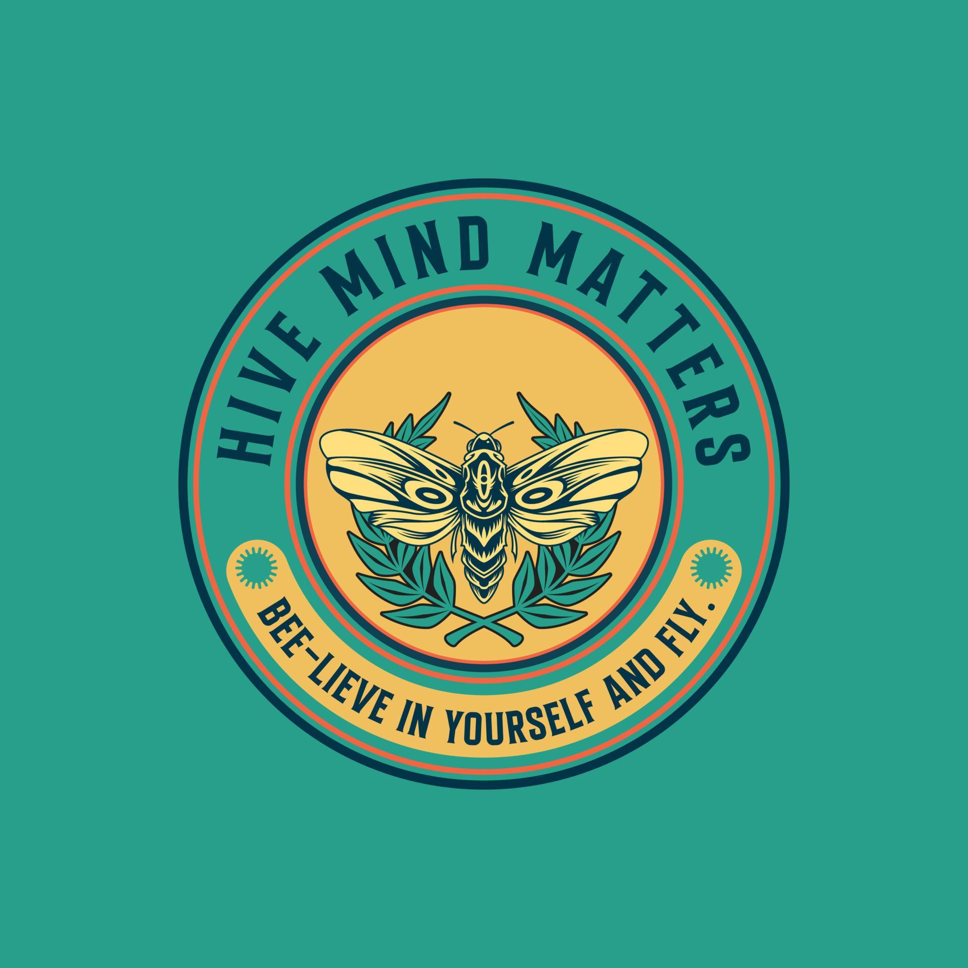 Hive Mind Matters Badge Design isolated vector illustration 23069900