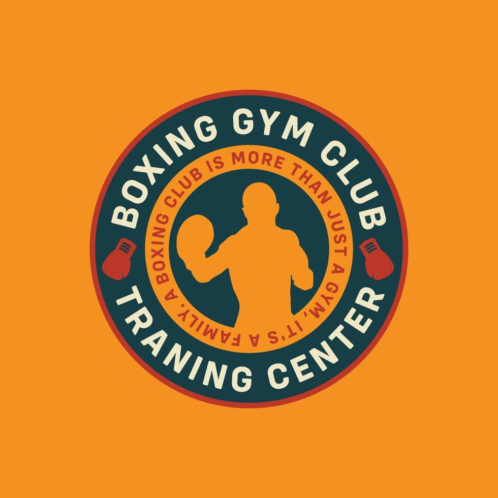 Boxing Gym Club Vintage Badge Logo design isolated vector illustration