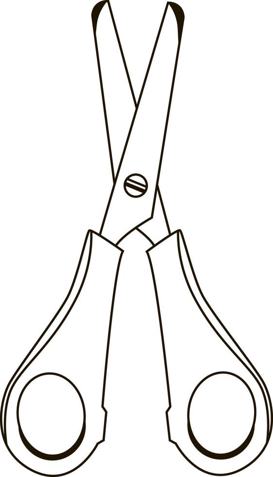 Black and white simple doodle style vector scissors half-open isolated on white background