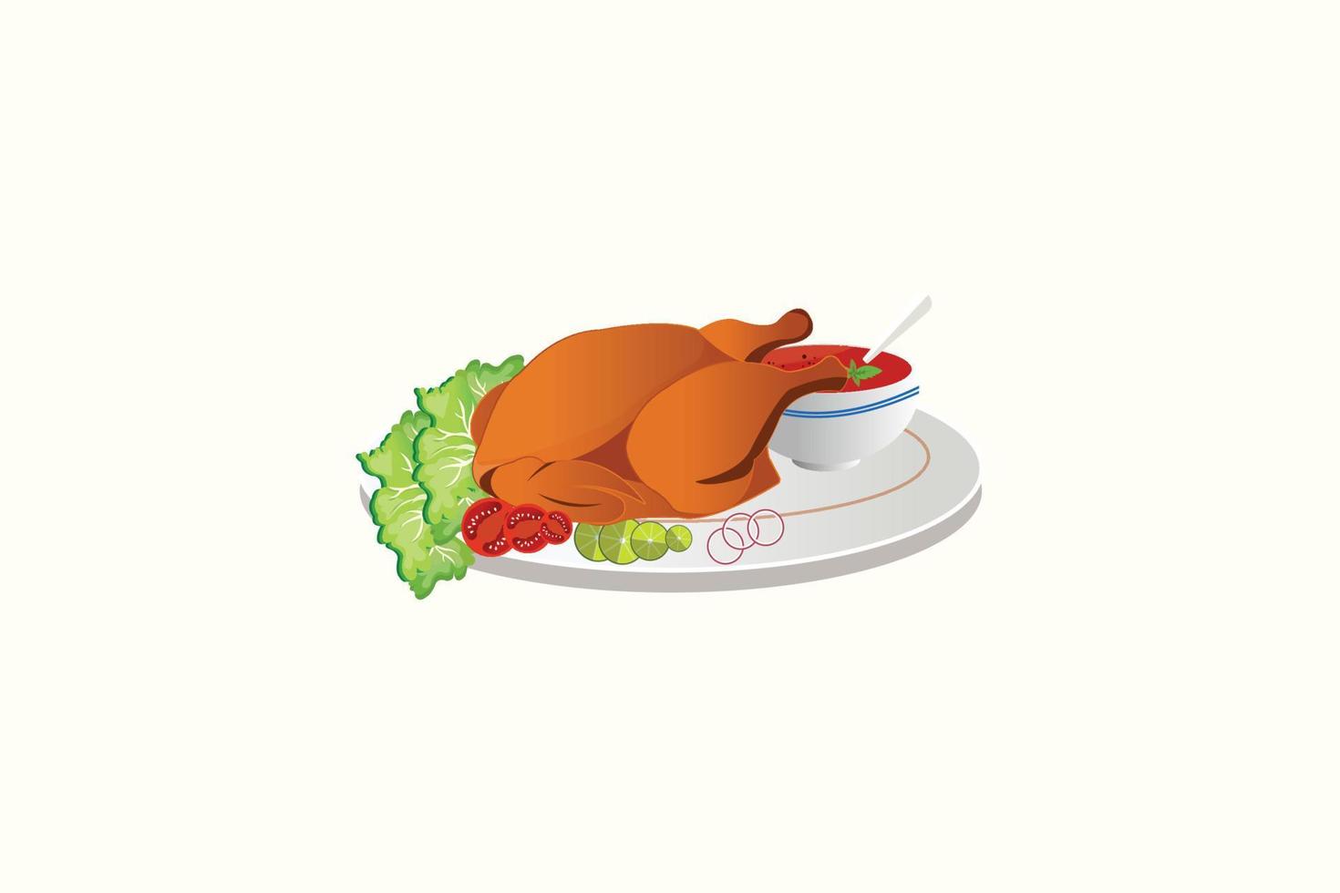 realistic illustration of roasted turkey or grilled chicken vector