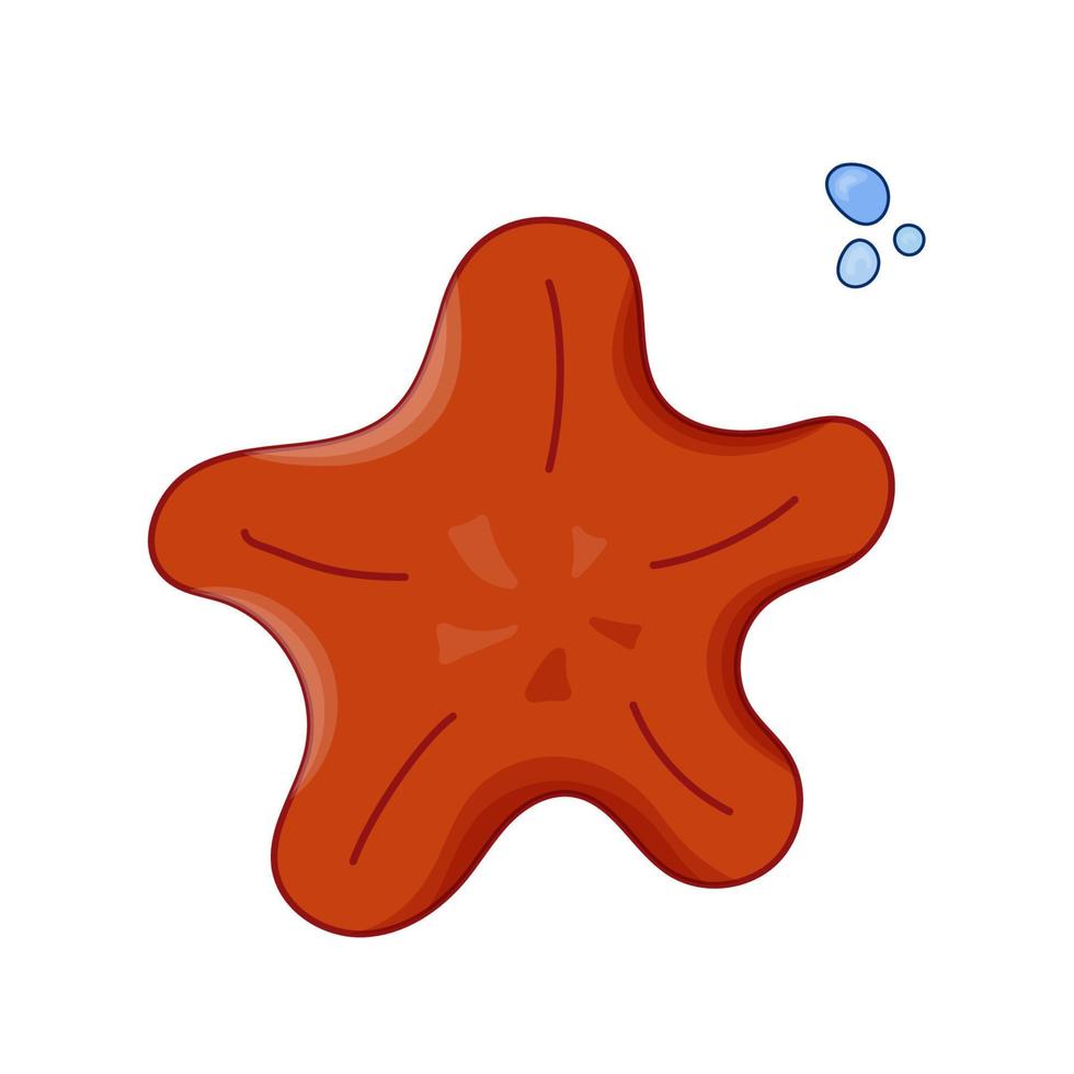 Starfish marine vector Illustration with air bubble. Cartoon Isolated on the white. Sea life nature