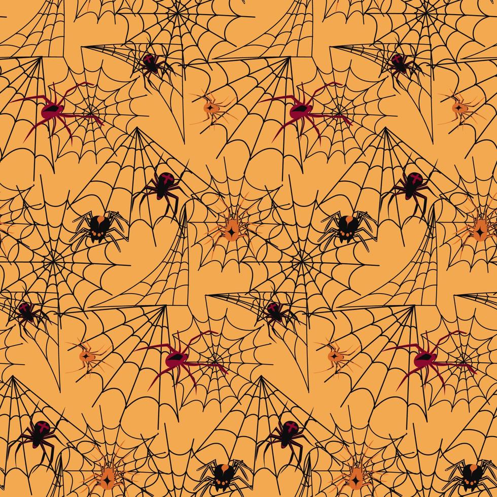Halloween seamless pattern. Festive decoration of advertising and congratulatory products. Flat vector cartoon illustration. Objects isolated on dark background.