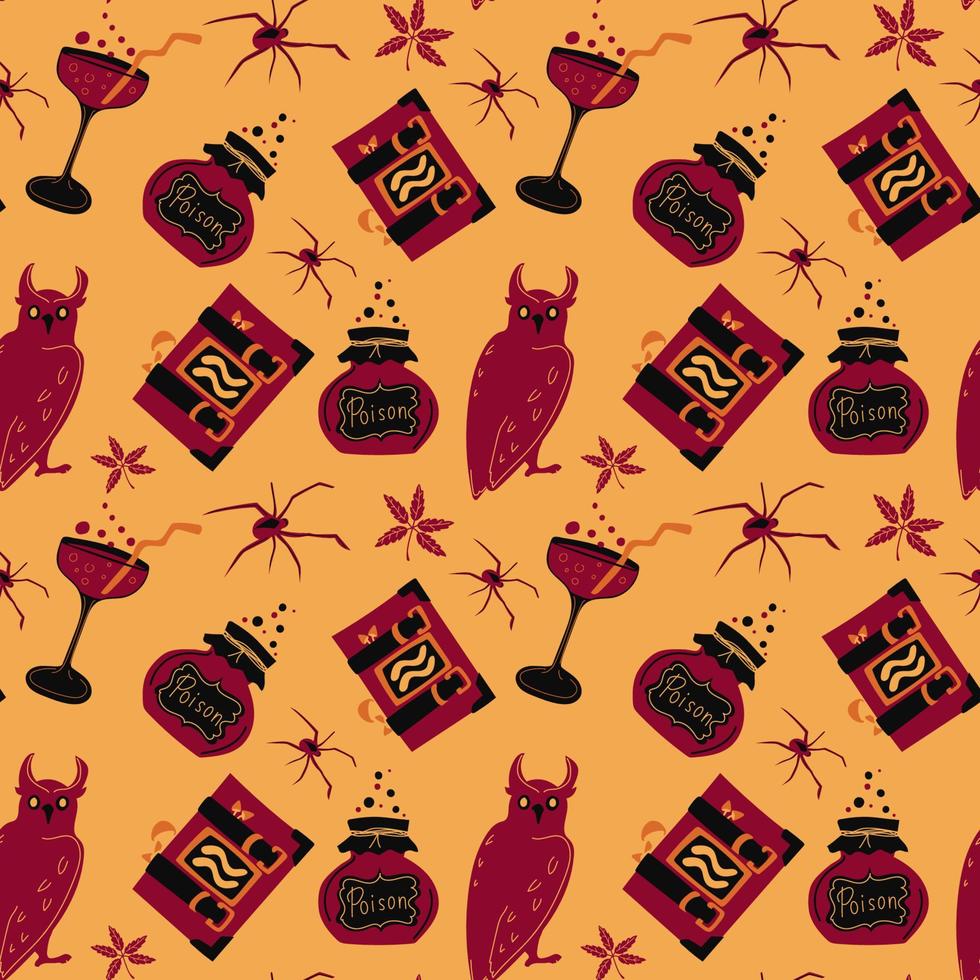 Halloween vector cartoon seamless pattern. Background for wallpaper, wrapping, packing, and backdrop.