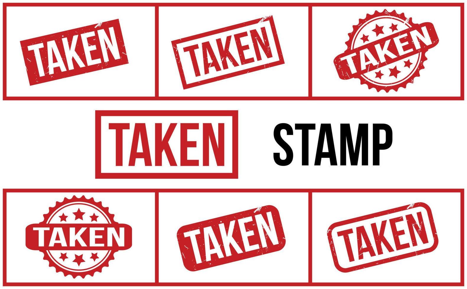 Taken Rubber Stamp Set Vector