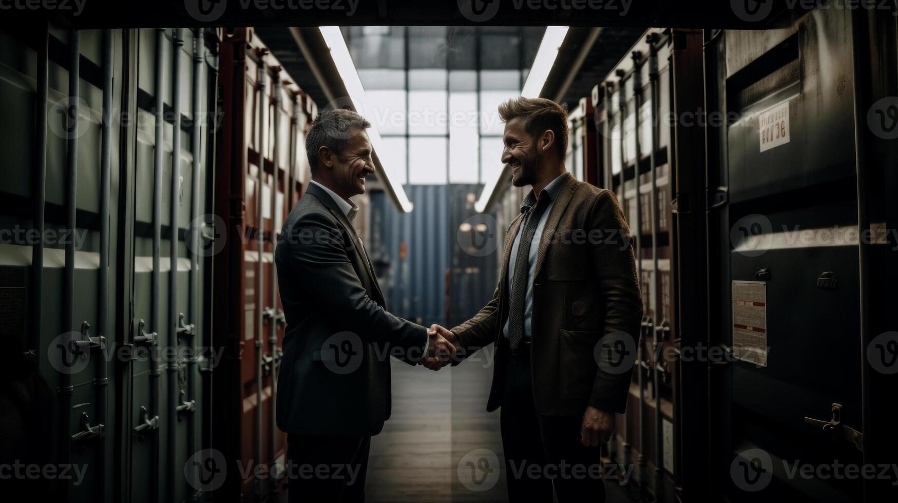 Two businessmen shaking hands after a successful meeting. . photo