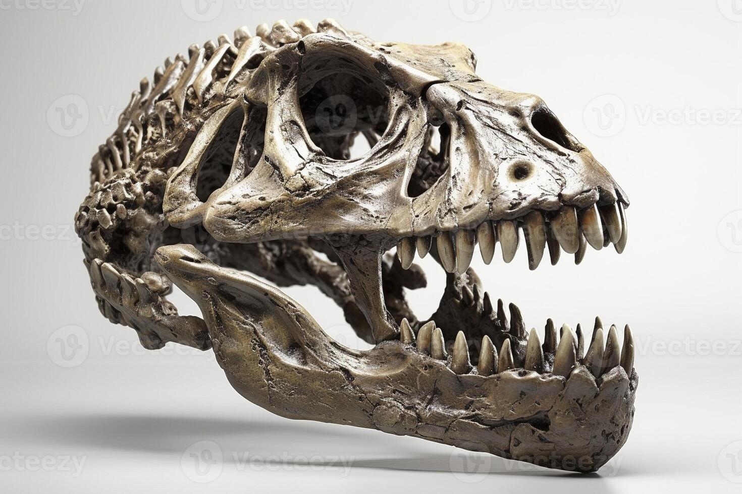 Dinosaur skull on white background, created with photo