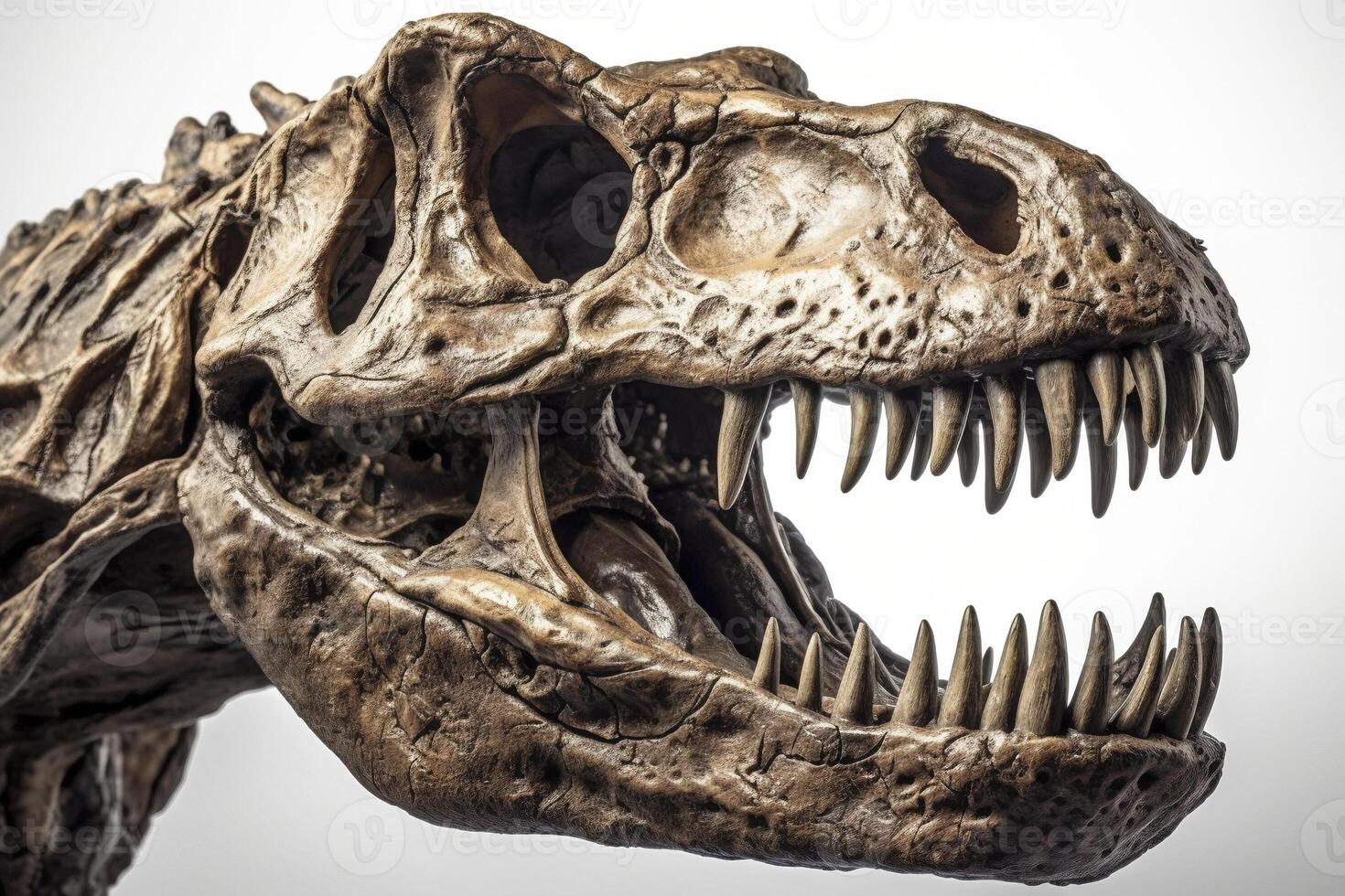 Dinosaur skull on white background, created with photo