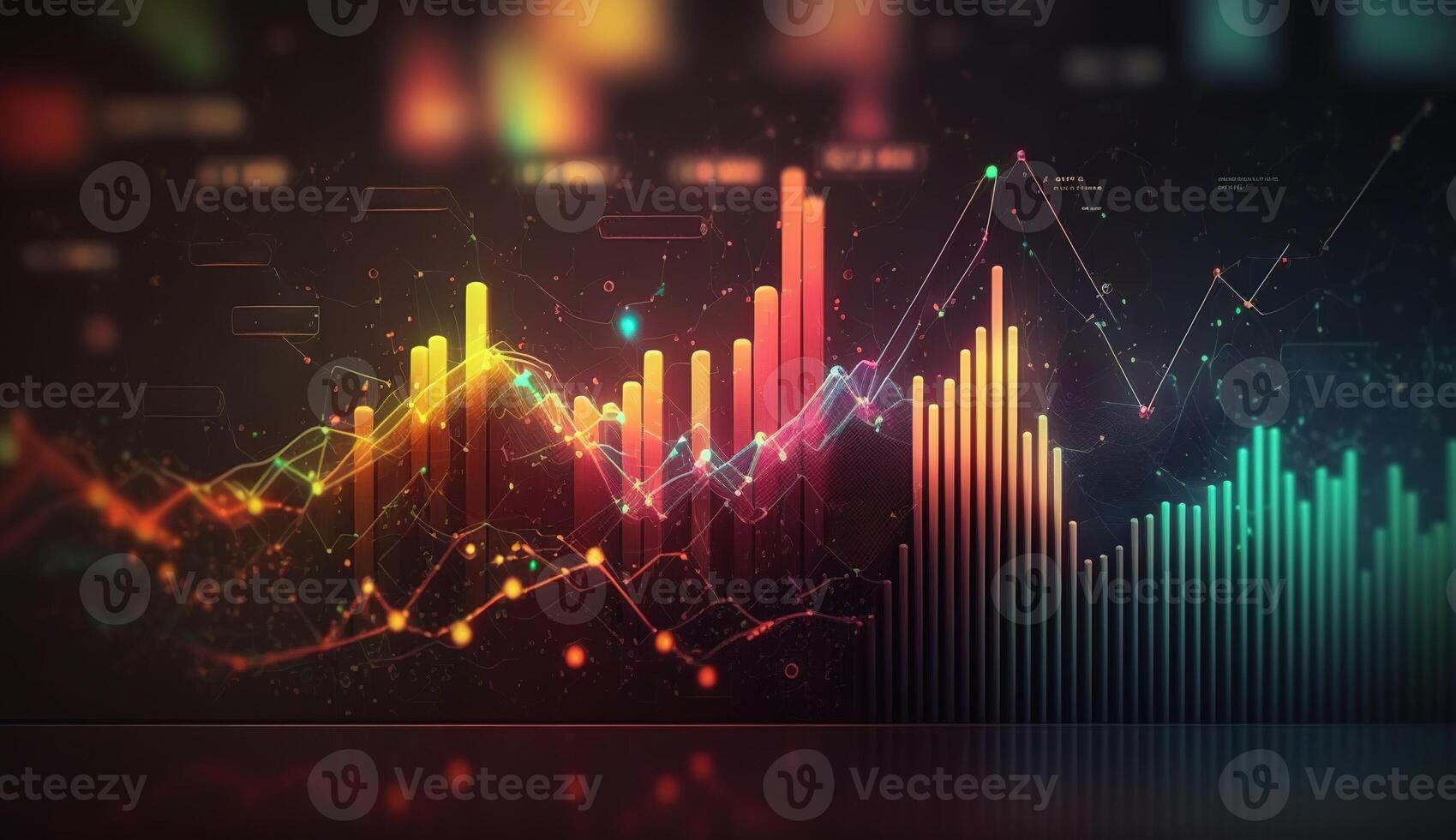 , stock market chart lines, financial graph on technology abstract background represent financial crisis, financial meltdown. Technology concept, trading market concept. photo