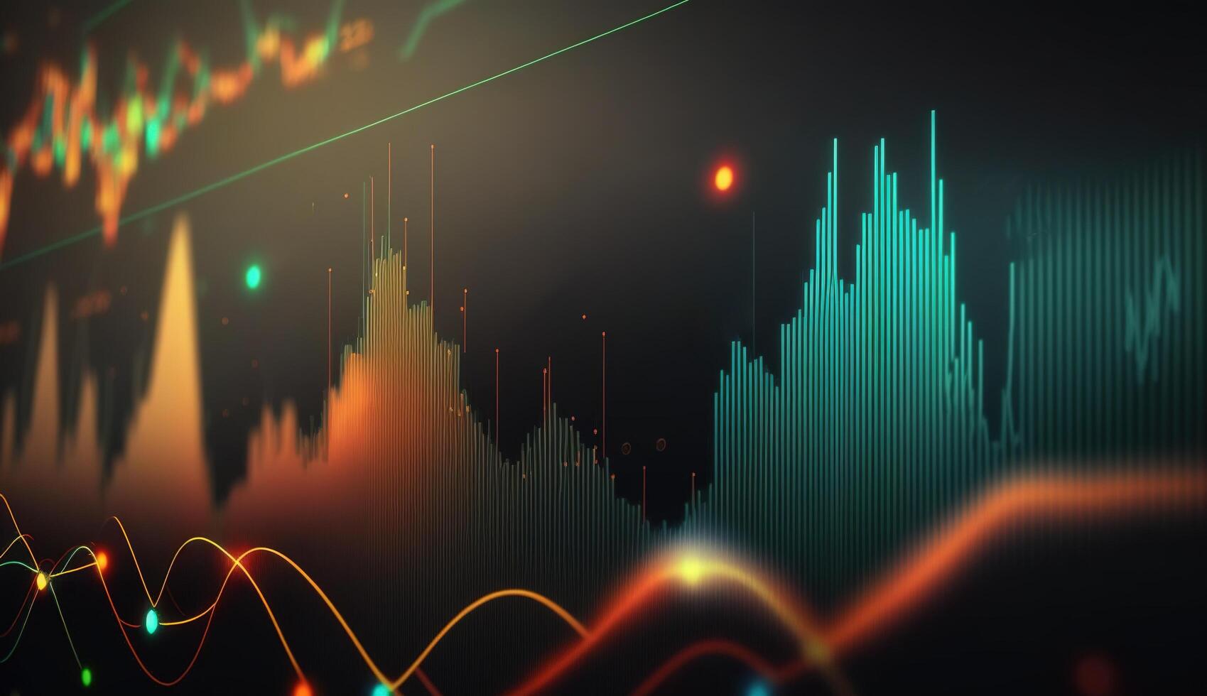 generativo ai, valores mercado gráfico líneas, financiero grafico en tecnología resumen antecedentes representar financiero crisis, financiero fusión de un reactor. tecnología concepto, comercio mercado concepto. foto