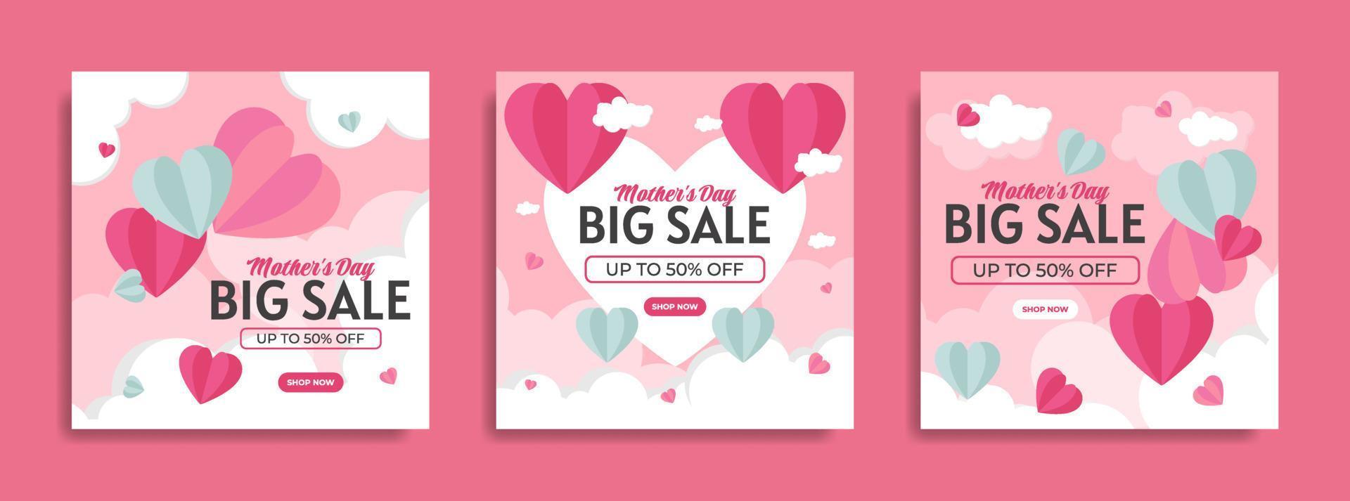 Mother's Day social media post collection template design vector