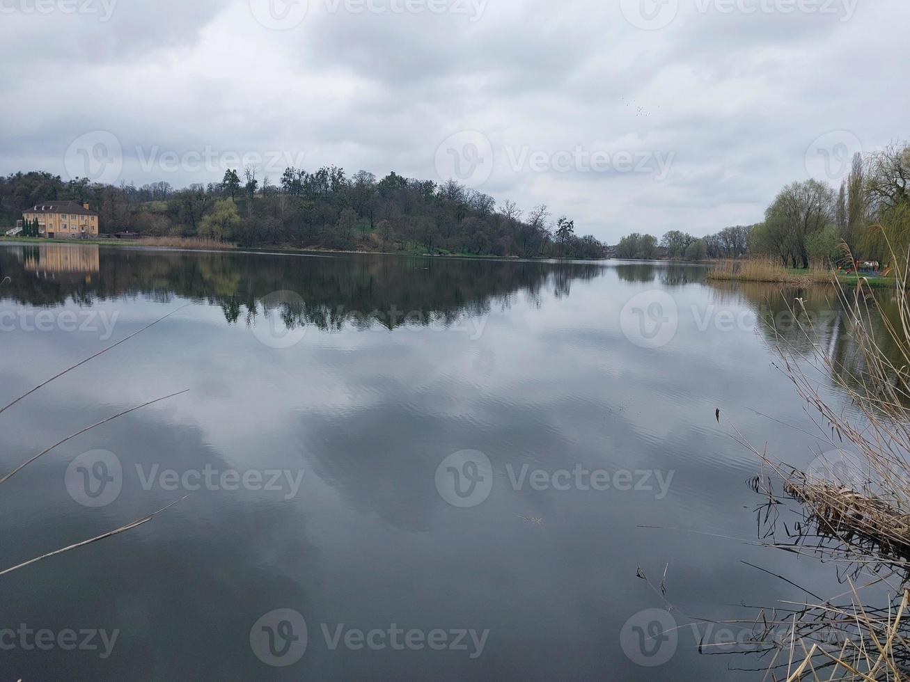 Panorama of the river in the village photo