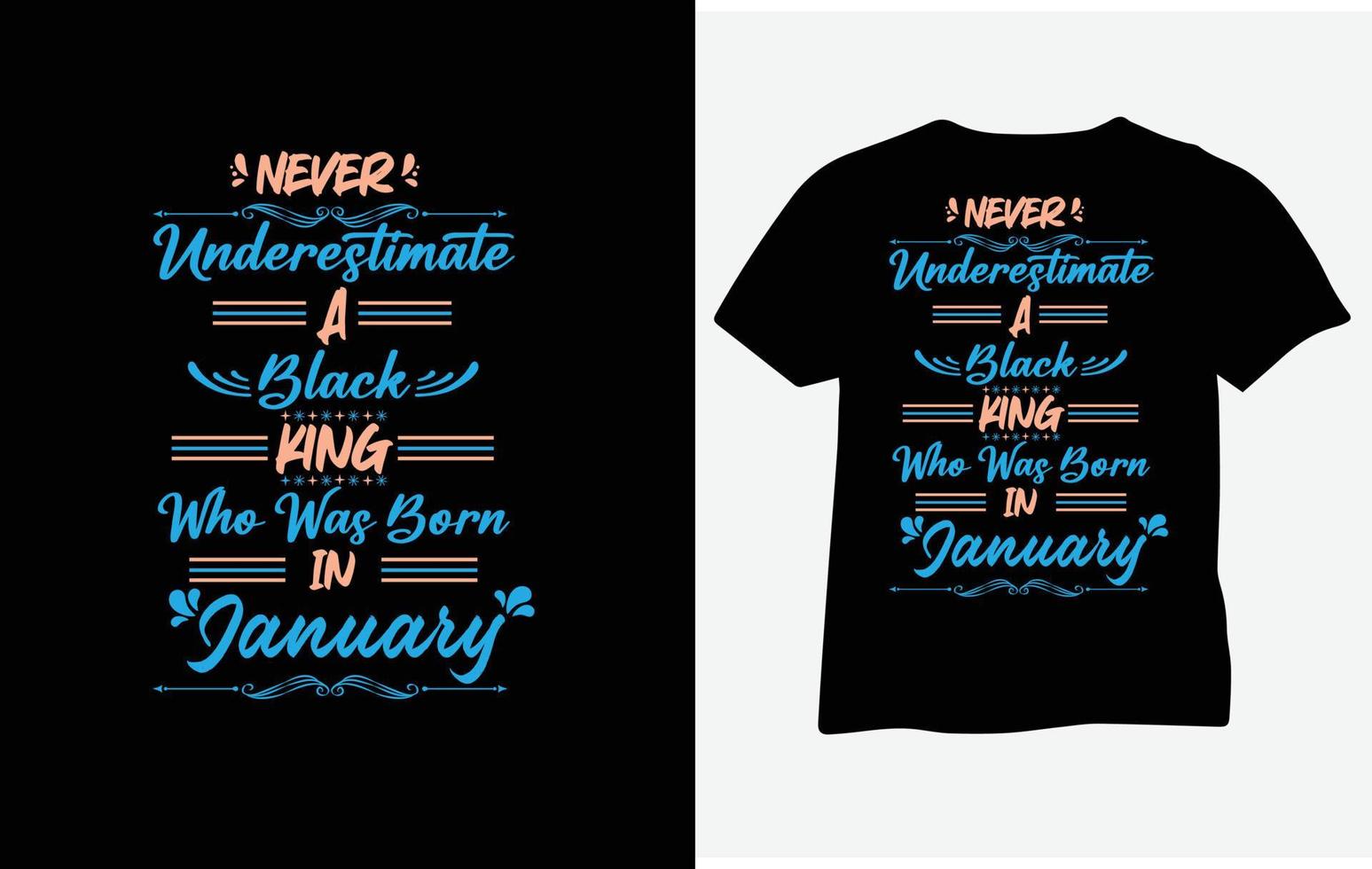 Never underestimate a black king who was born in January t-shirt design vector