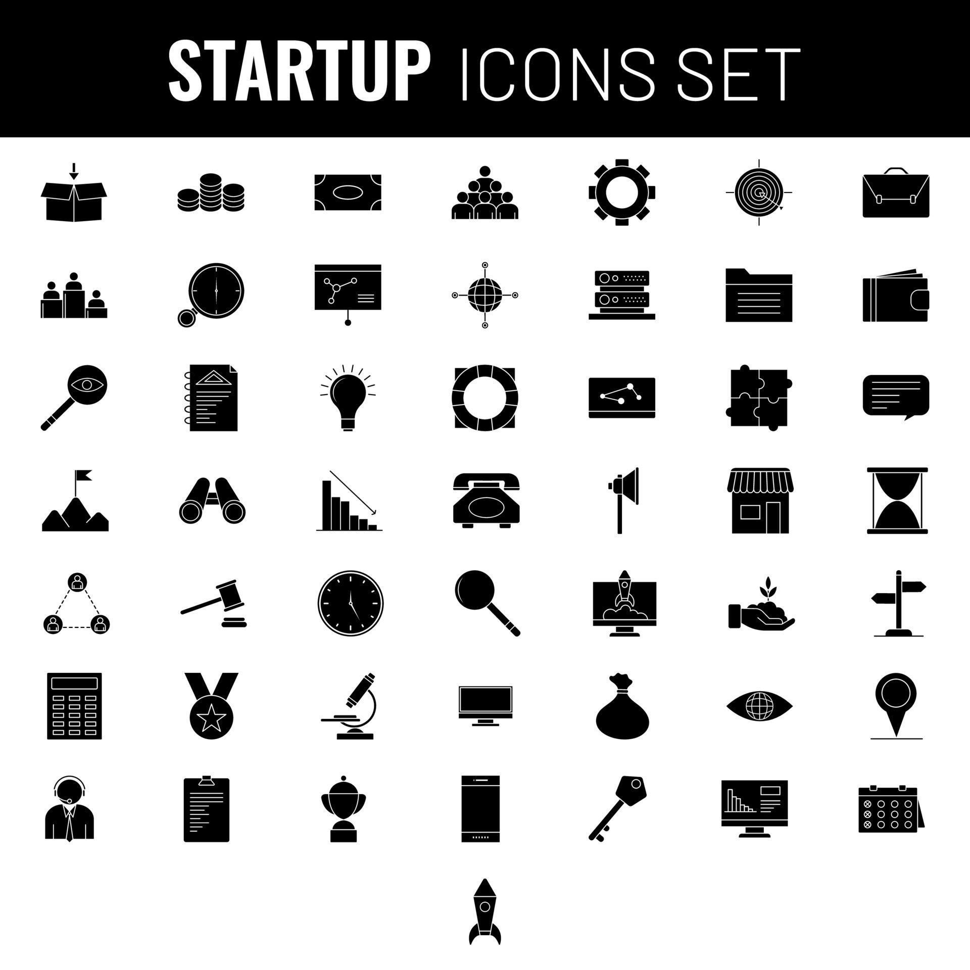 Startup icon set in flat style. 23071609 Vector Art at Vecteezy