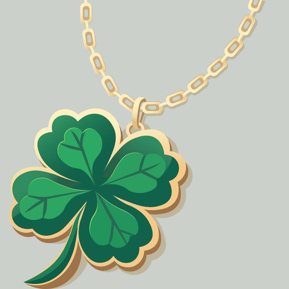 Paper Cut Clover Pendant Or Locket On Grey Background For St Patricks Day Concept. vector