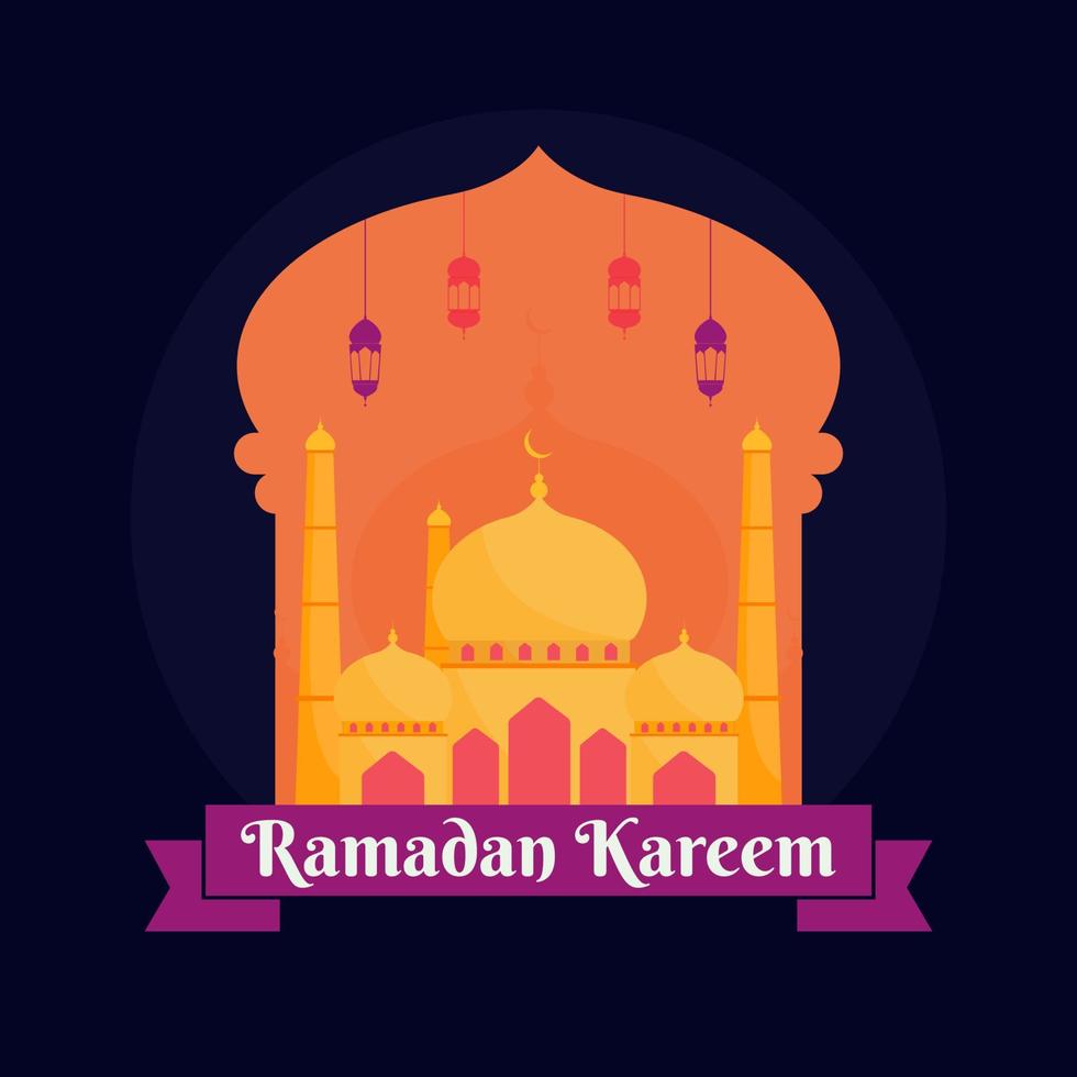 Islamic Holy Month of Ramadan Kareem concept with hanging colorful