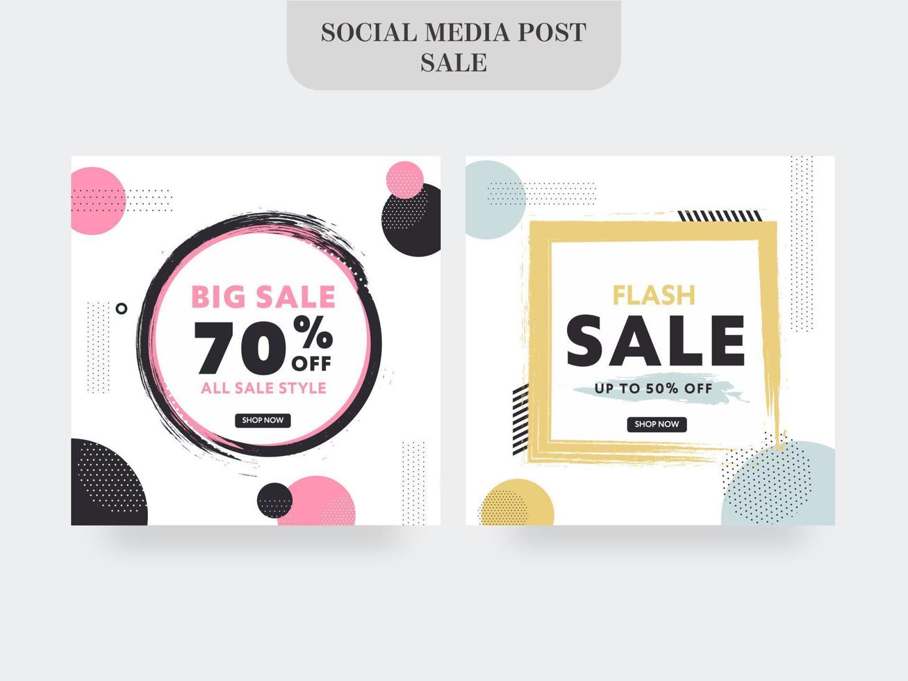 Social Media Sale Poster Design with Different Discount Offer in Two Color Option. vector