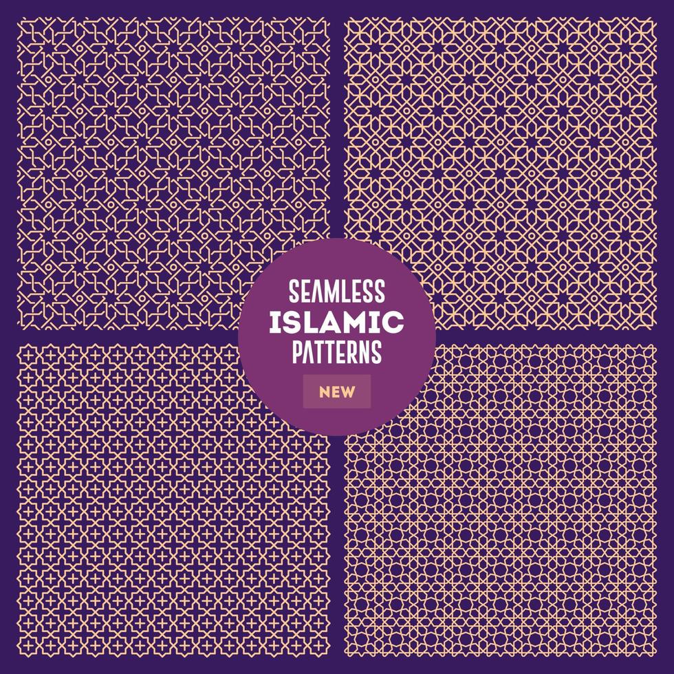 Islamic or Arabic Background Pattern Set. vector