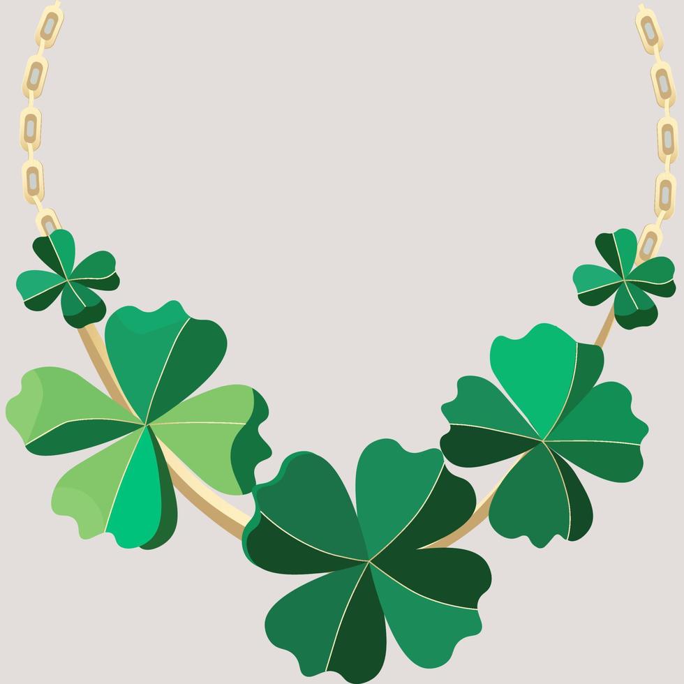 Isolated Shamrock Necklace On Grey Background For St Patricks Day Concept. vector