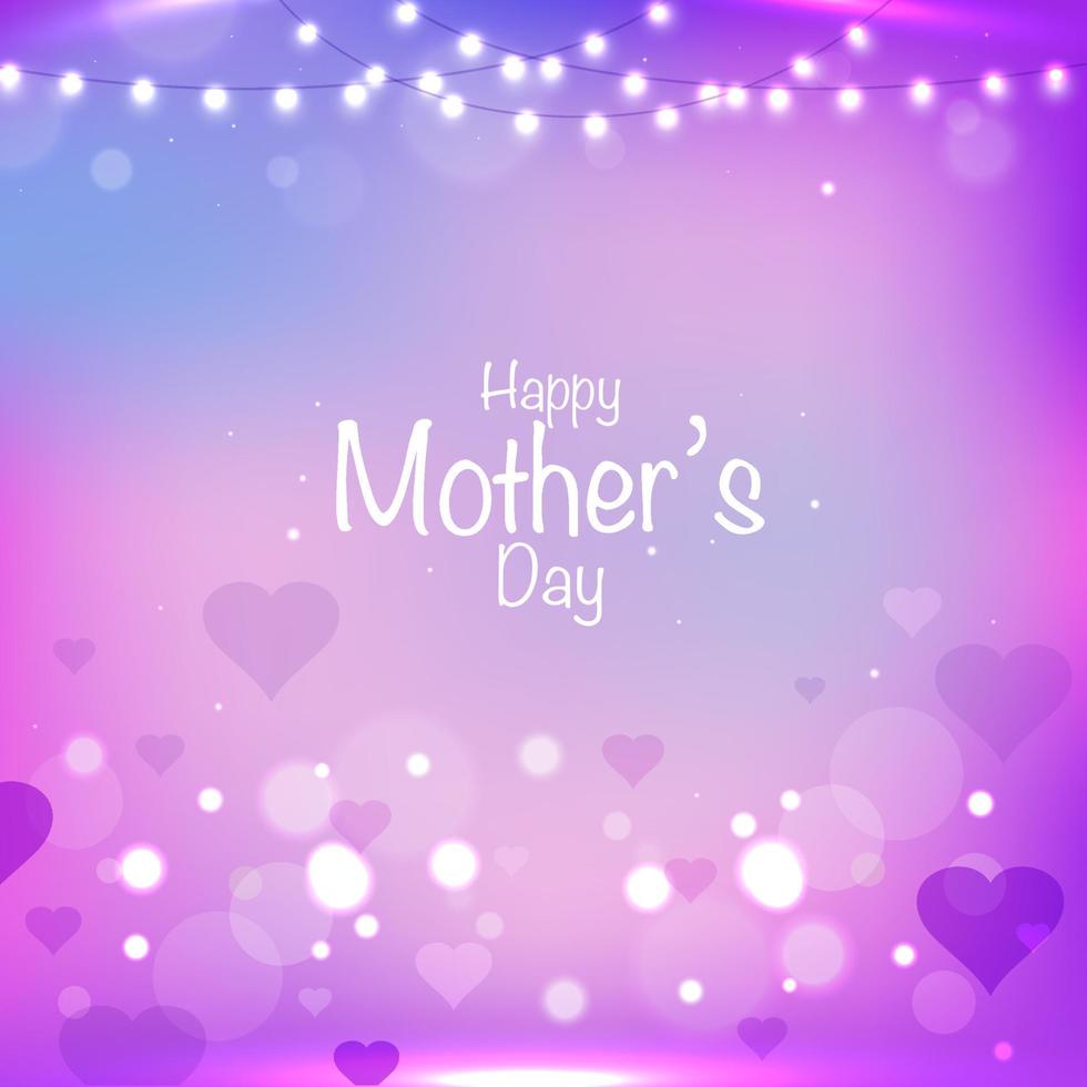 Happy Mothers Day Text on Colorful Bokeh Background. vector