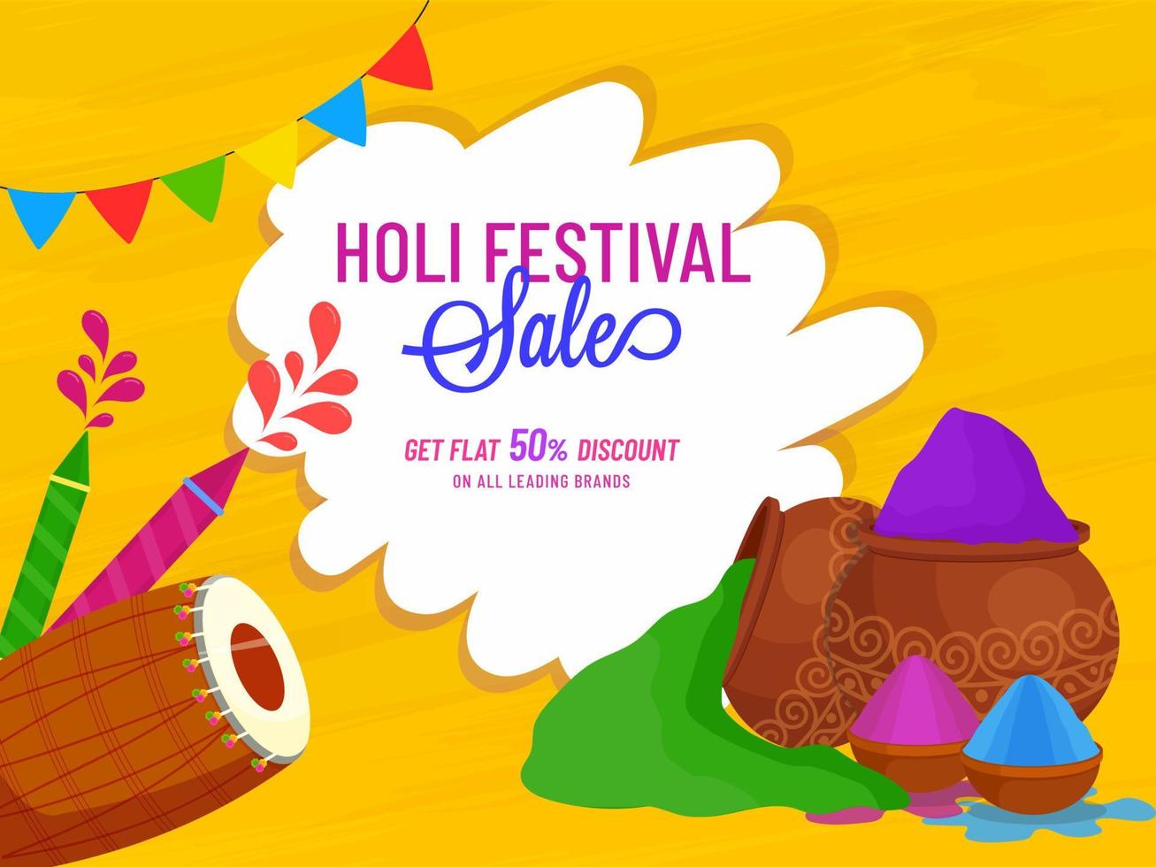 Indian Festival of Colours, Happy Holi Concept. vector