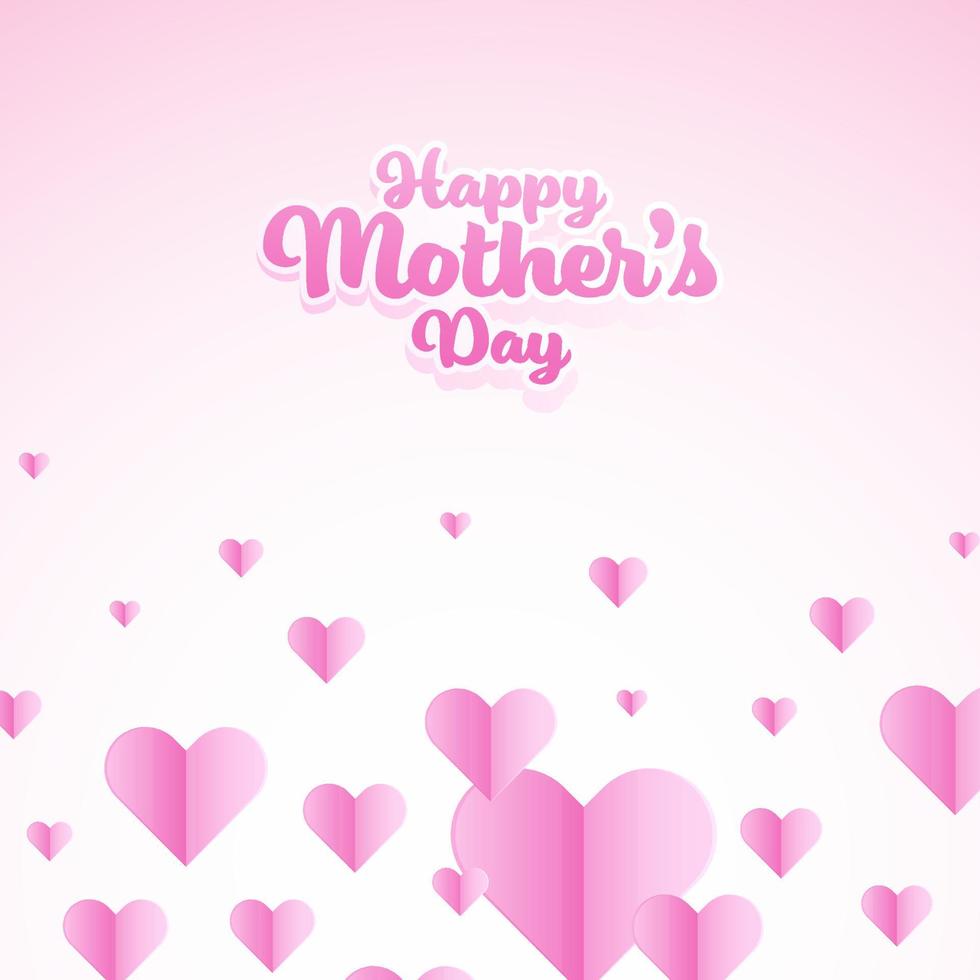 Happy Mothers Day Concept with Pink Paper Hearts. vector