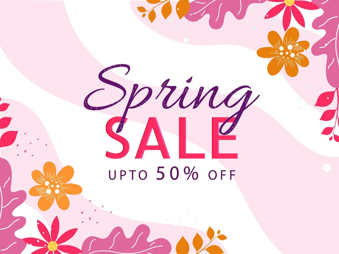 Spring Sale Poster Design Decorated with Floral. vector