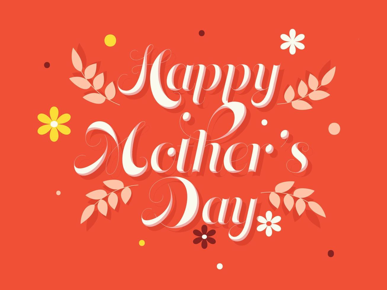 Stylish text Happy Mother's Day on Orange Background. vector