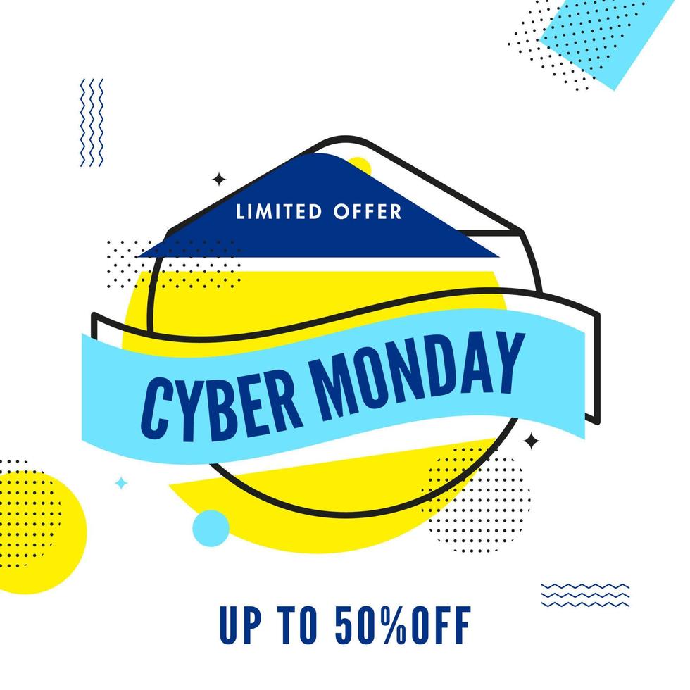 Cyber Monday Sale Poster Design with Discount Offer on Abstract Background. vector