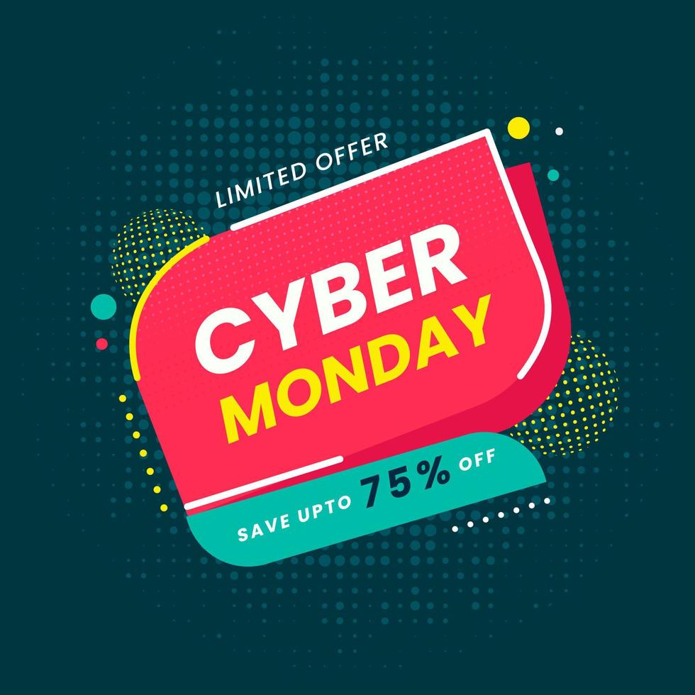 Cyber Monday Sale Poster Design with Halftone Effect. vector