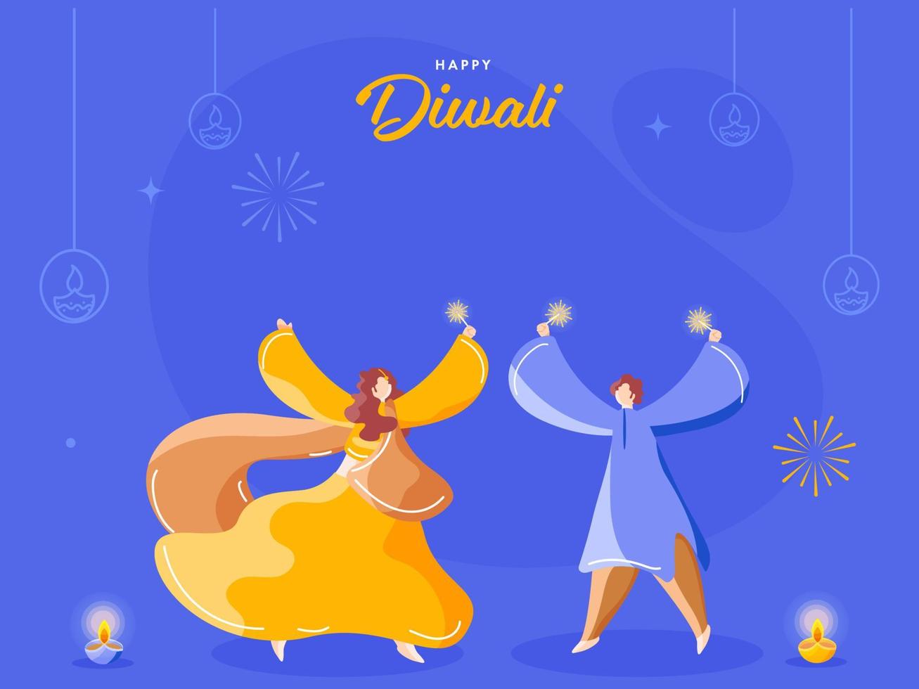 Indian festival of lights, Happy Diwali Concept. vector