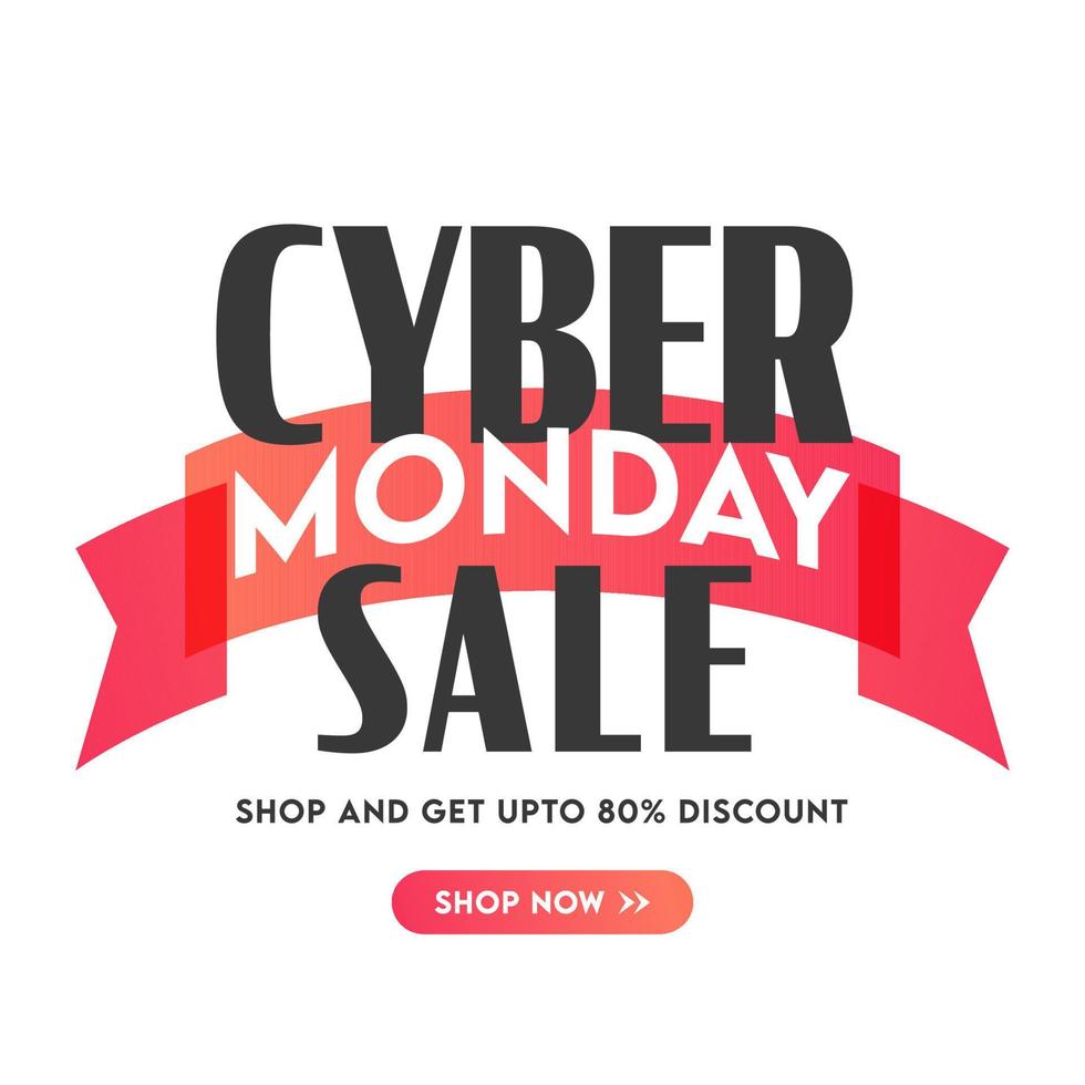 Cyber Monday Sale Poster Design with Discount Offer on White Background. vector