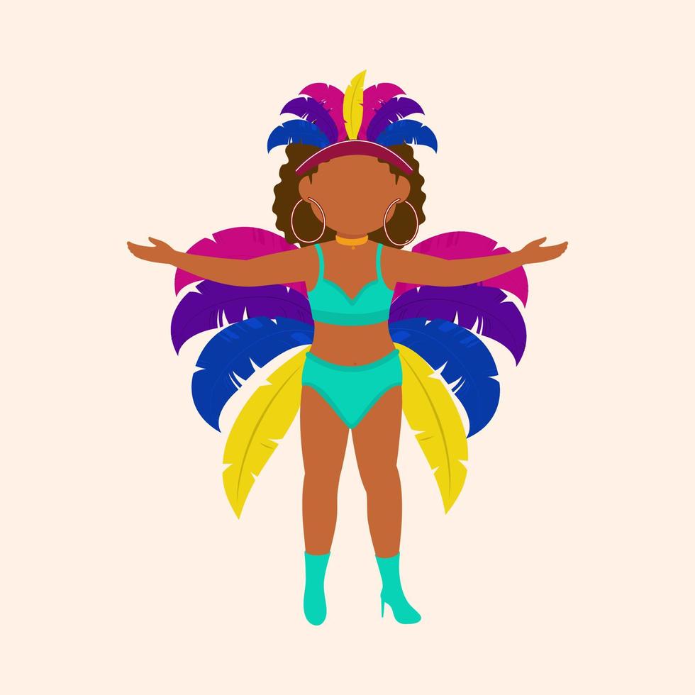 Faceless Female Samba Dancer Character On Cosmic Latte Background. vector