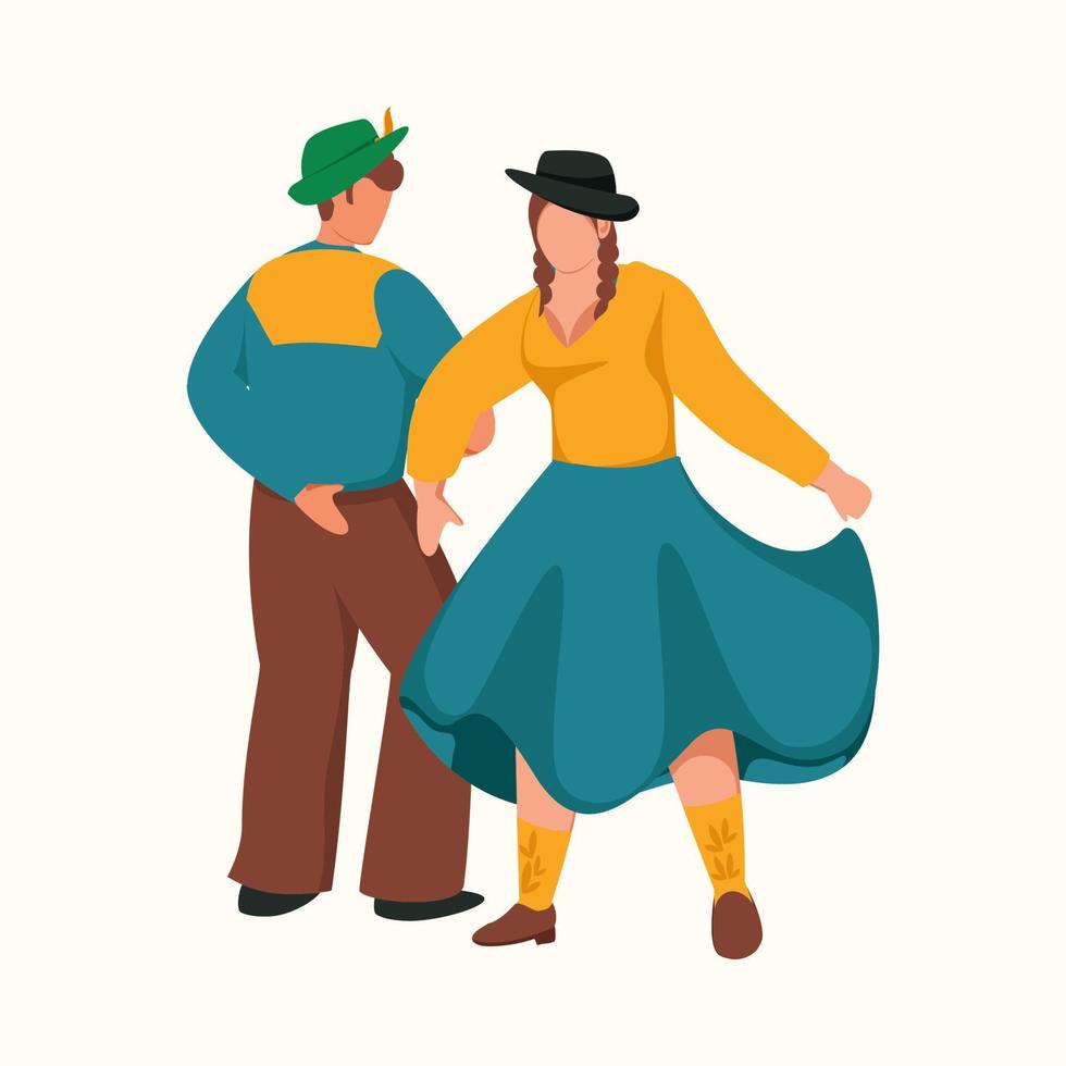 Faceless Young Cowboy And Cowgirl Performing Western Dance On Beige