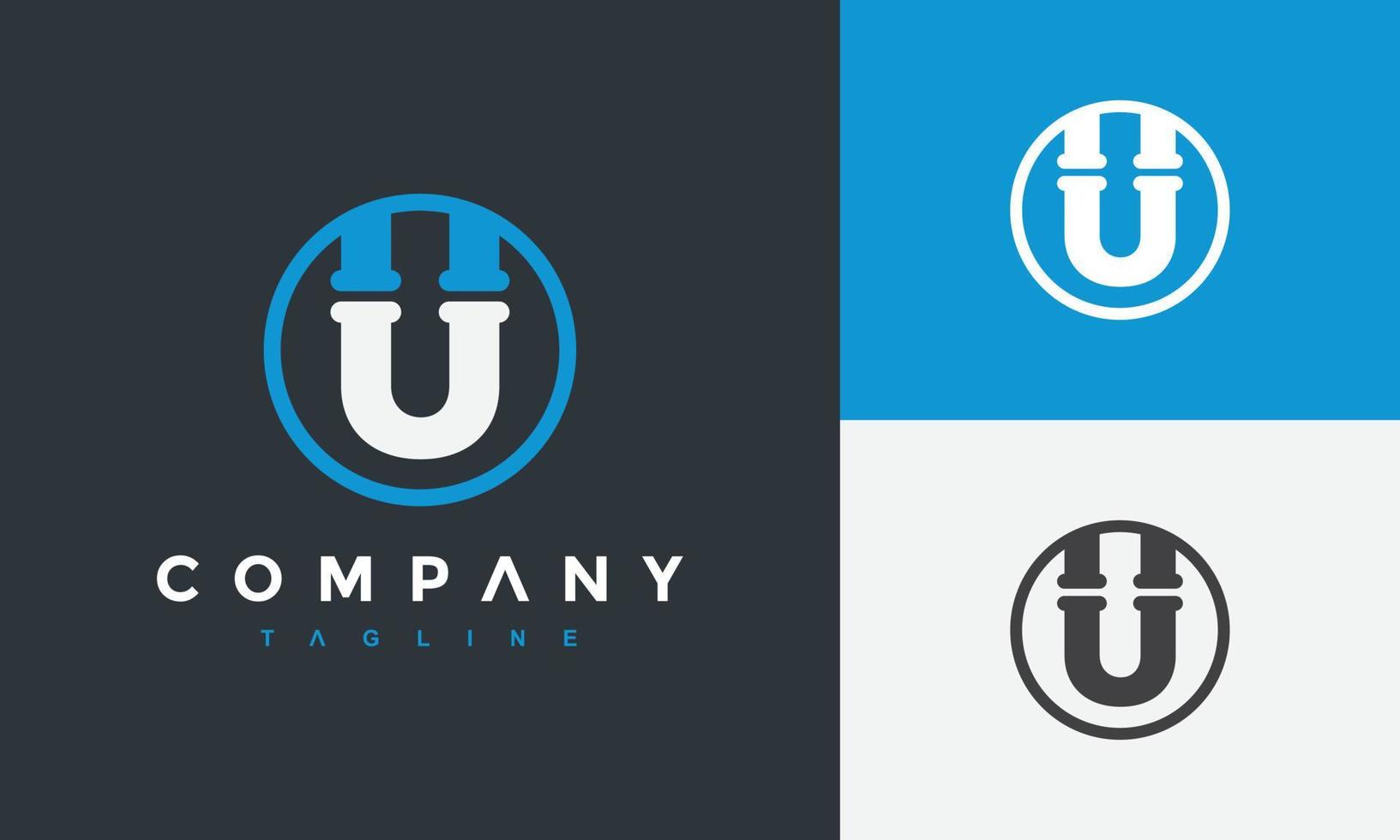 initial U pipe circle logo vector