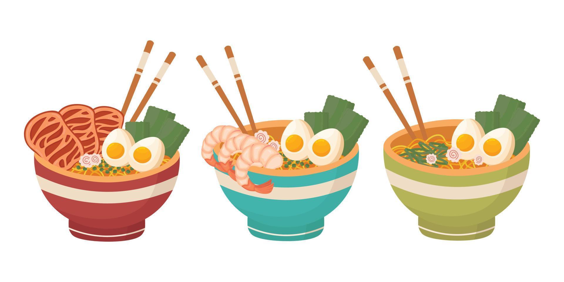 Flat design. Delicious Asian food. All colors are easy to change. vector