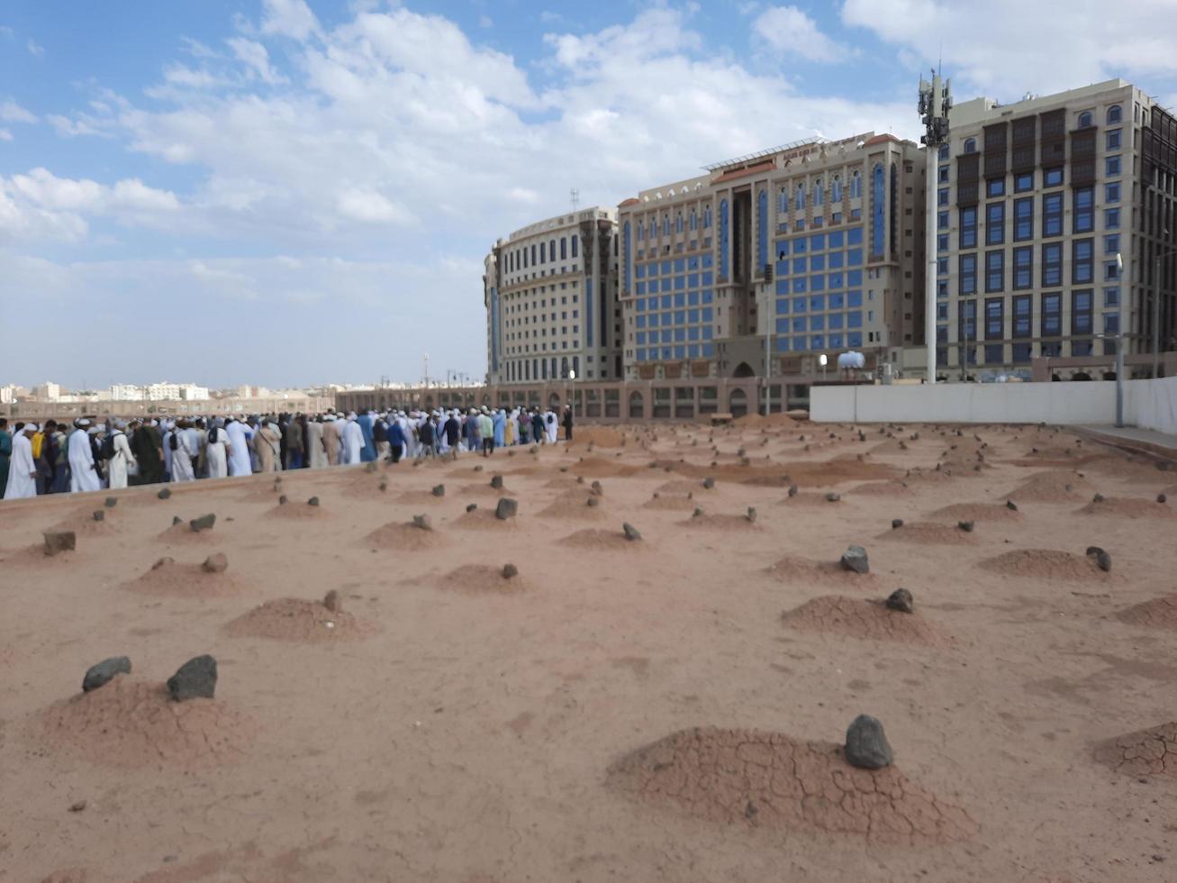 Medina, Saudi Arabia, April 2023 - Interior view of Jannat al-Baqi historical cemetery of Madinah. This cemetery is located near Masjid al-Nabawi in Madinah. photo
