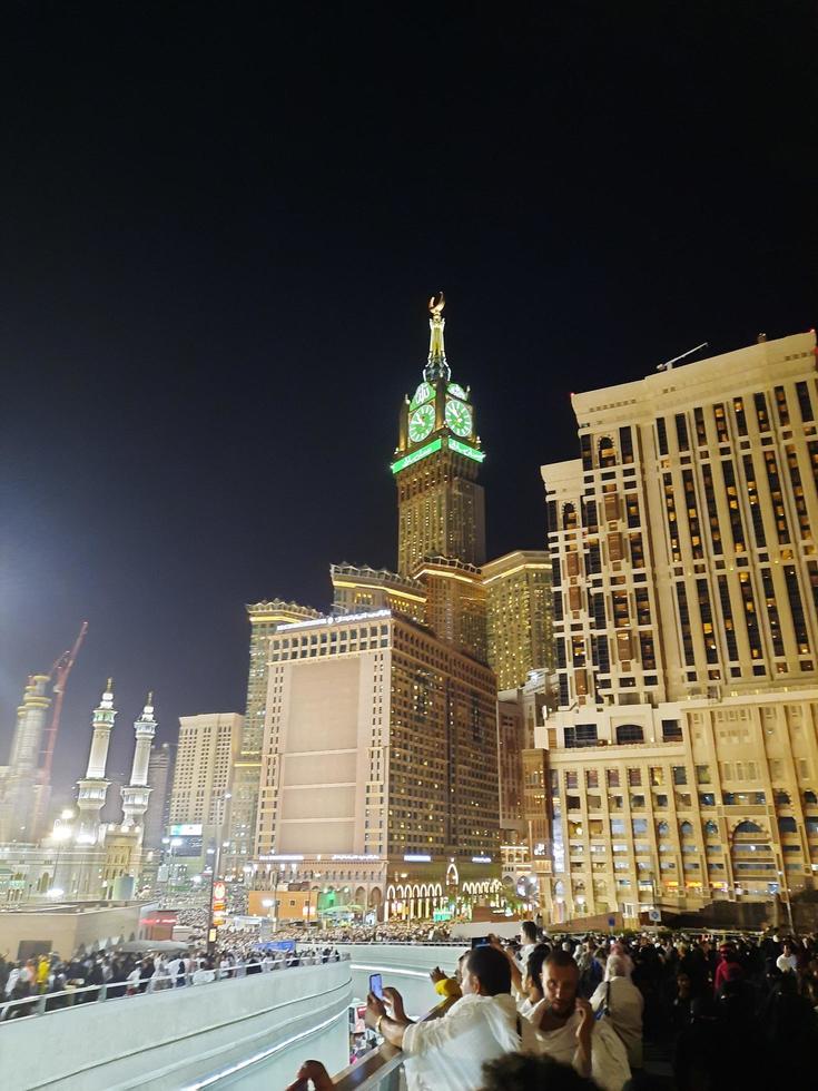 Mecca, Saudi Arabia, April 2023 - Pilgrims from all over the world gather around Masjid al-Haram on the twenty-ninth night of Ramadan in Makkah. photo