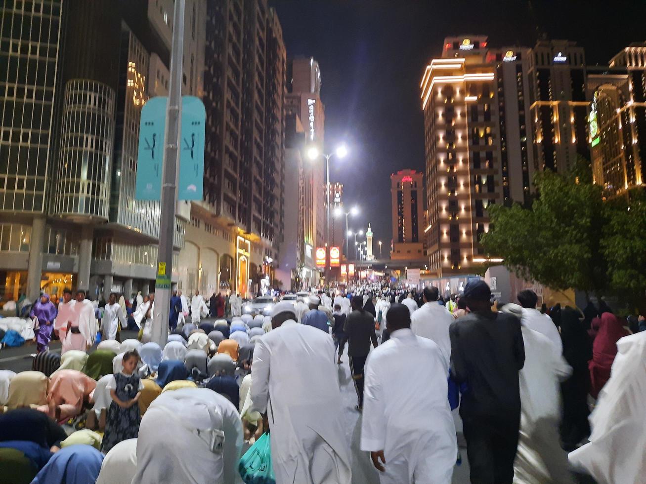 Mecca, Saudi Arabia, April 2023 - Pilgrims from all over the world gather around Masjid al-Haram on the twenty-ninth night of Ramadan in Makkah. photo