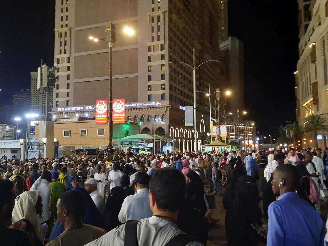 Mecca, Saudi Arabia, April 2023 - Pilgrims from all over the world gather around Masjid al-Haram on the twenty-ninth night of Ramadan in Makkah. photo