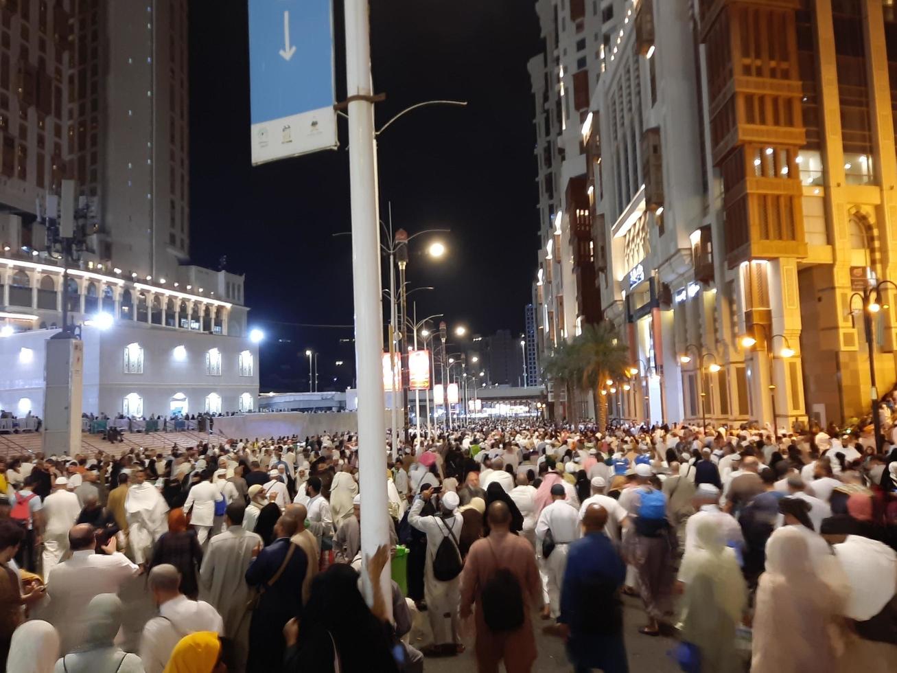 Mecca, Saudi Arabia, April 2023 - Pilgrims from all over the world gather around Masjid al-Haram on the twenty-ninth night of Ramadan in Makkah. photo