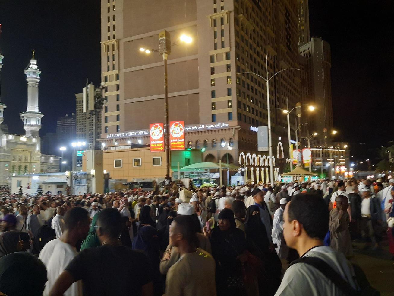 Mecca, Saudi Arabia, April 2023 - Pilgrims from all over the world gather around Masjid al-Haram on the twenty-ninth night of Ramadan in Makkah. photo
