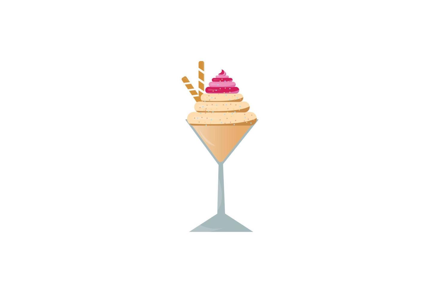 cute desert ice cream illustration vector