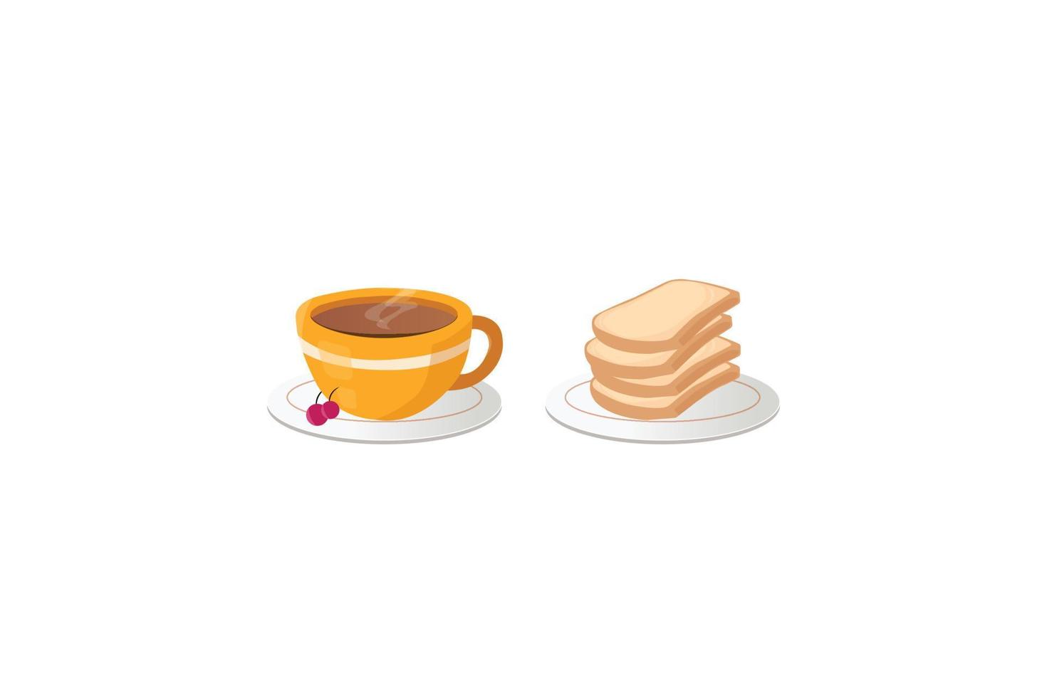 Free cup of coffee with bread illustration vector