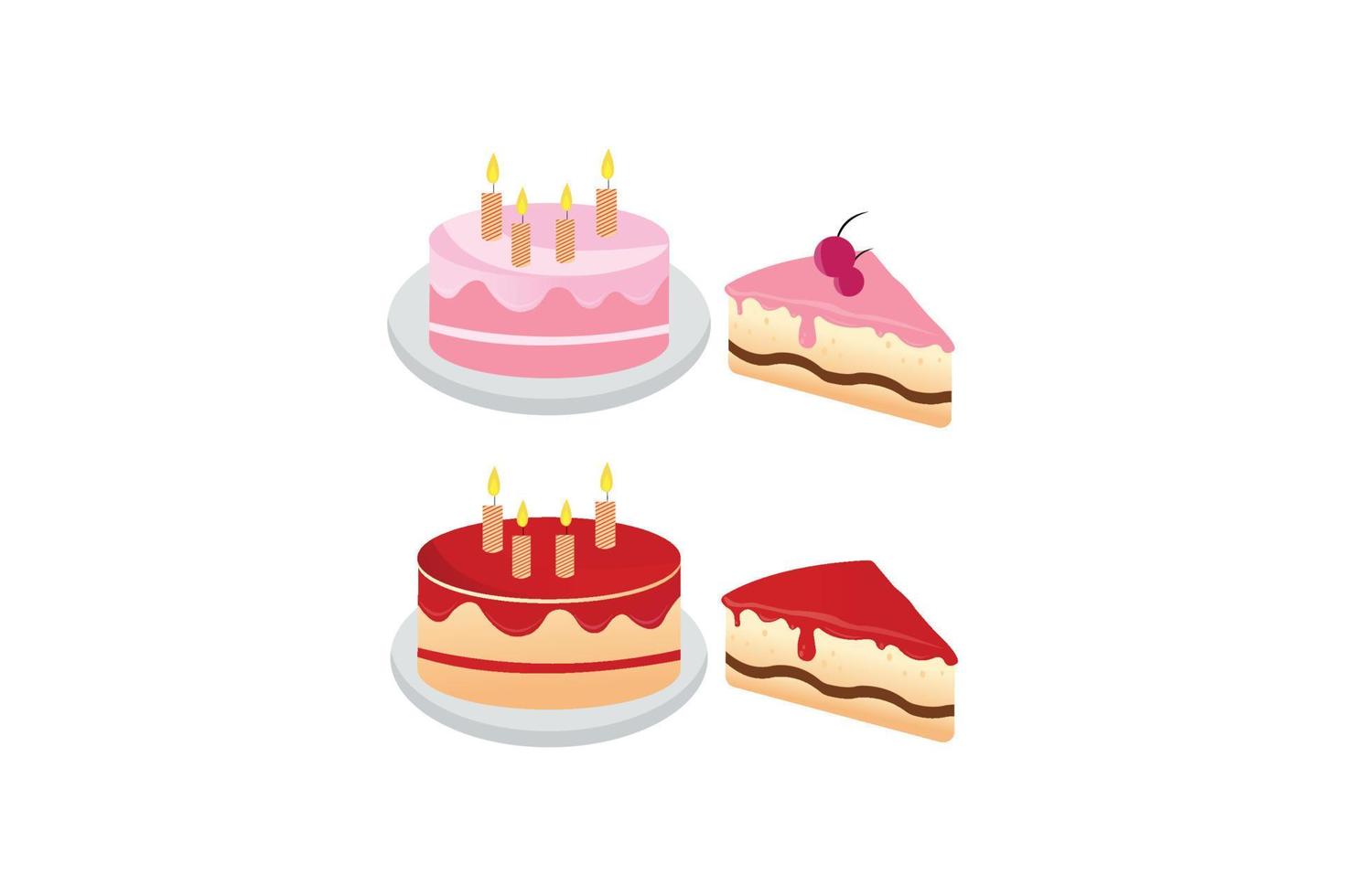 conjunto de cumpleaños pasteles ilustración vector