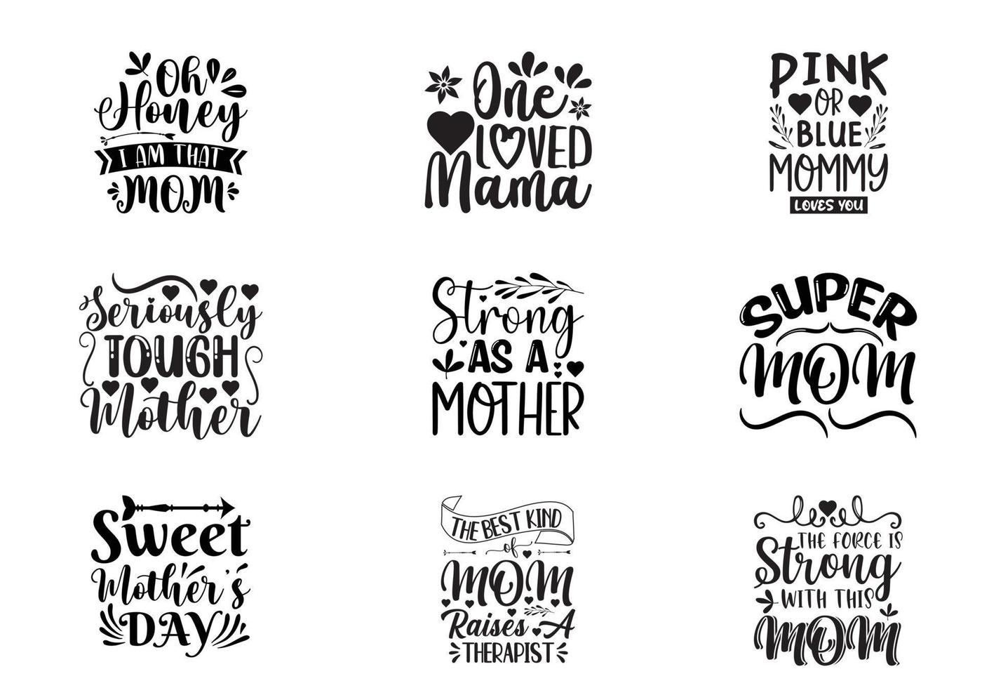 Mothers Day T-shirt Design Bundle vector