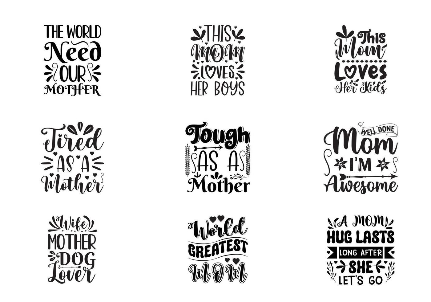 Mothers Day T-shirt Design Bundle vector