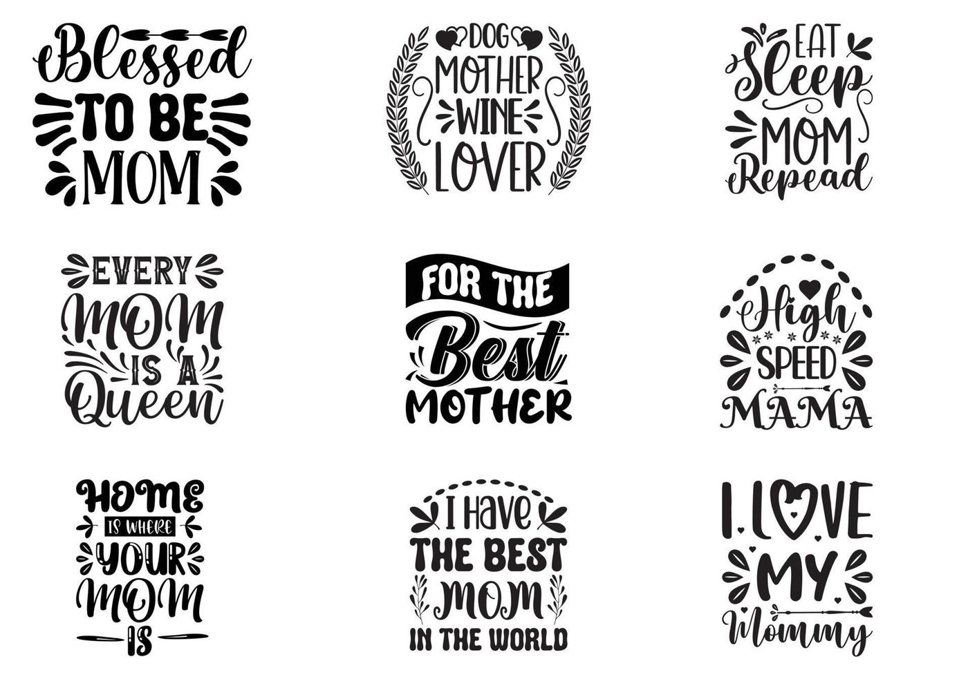 Mothers Day T-shirt Design Bundle vector