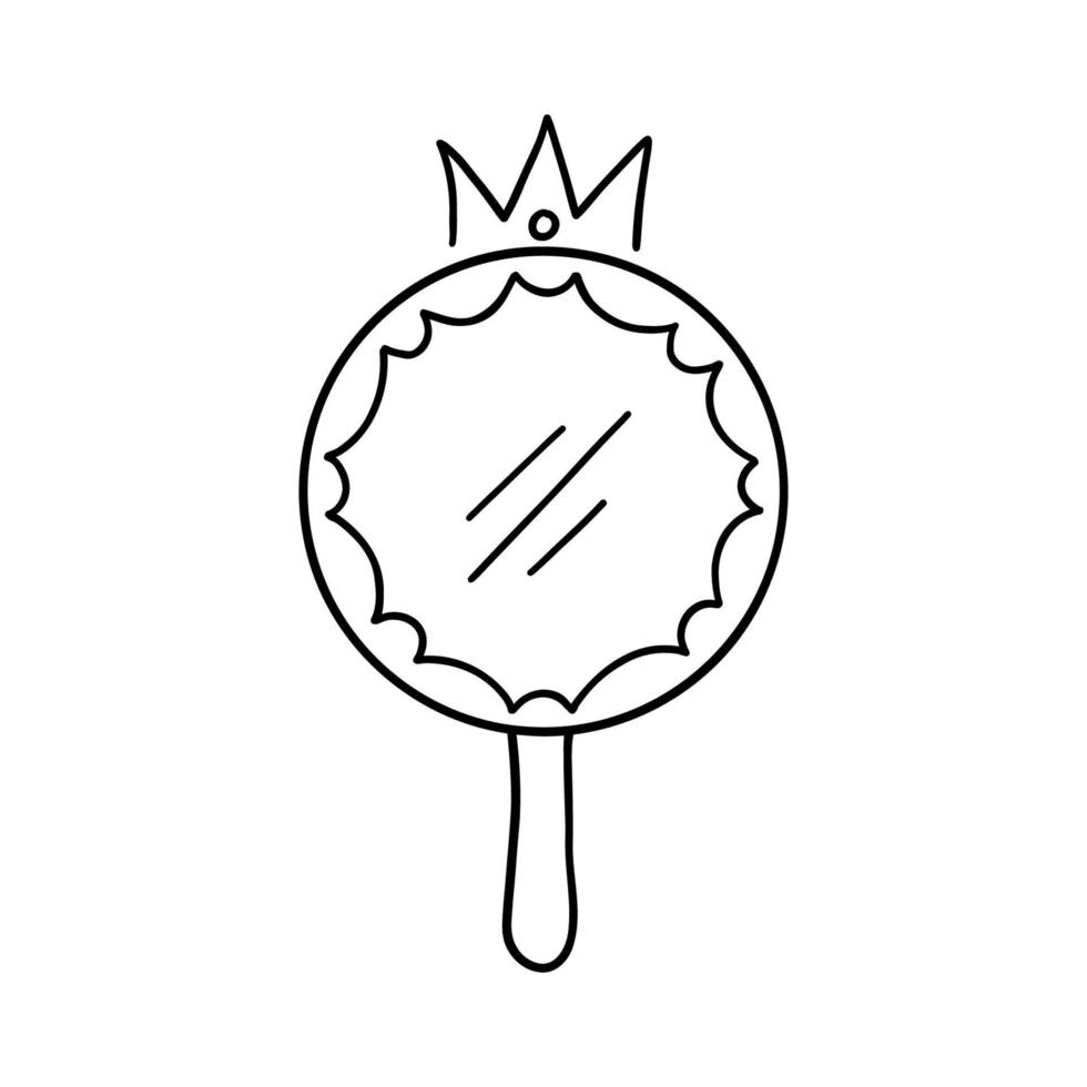Princess crown mirror doodle frame vector