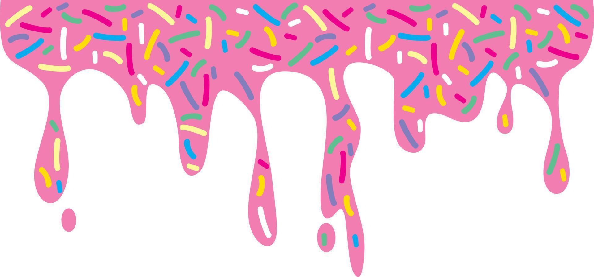Dripping Donut Glaze and Sprinkles. Vector Illustration.